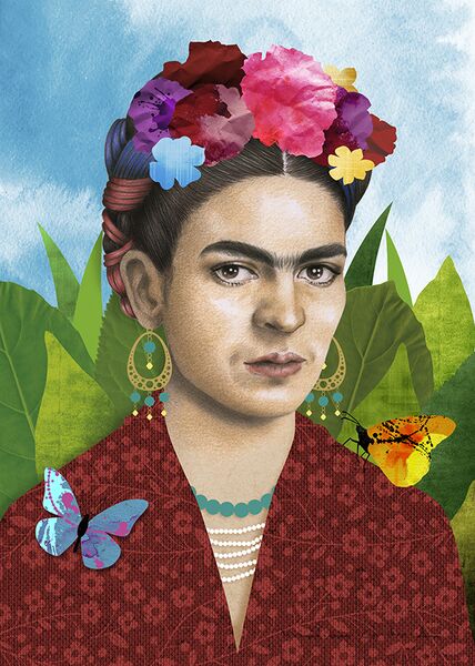 Frida Mariposas, técnica mixta