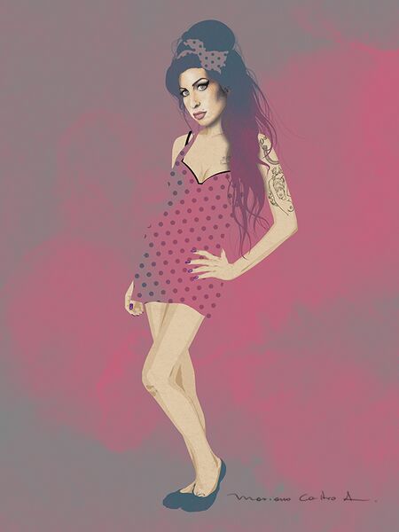 Amy vestido, técnica mixta