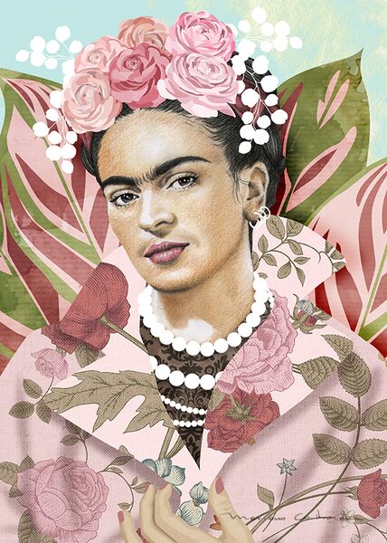 Frida abrigo, técnica mixta