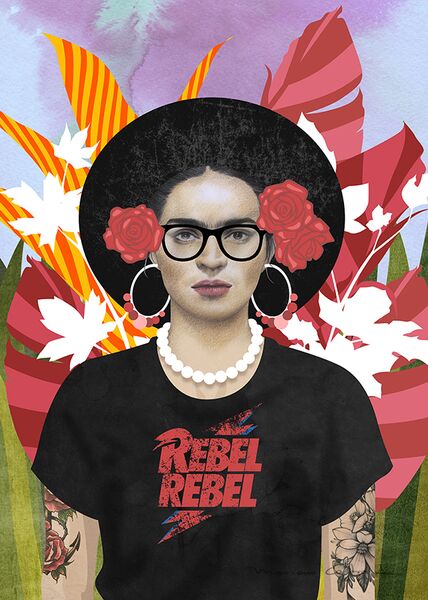 Frida emo, técnica mixta