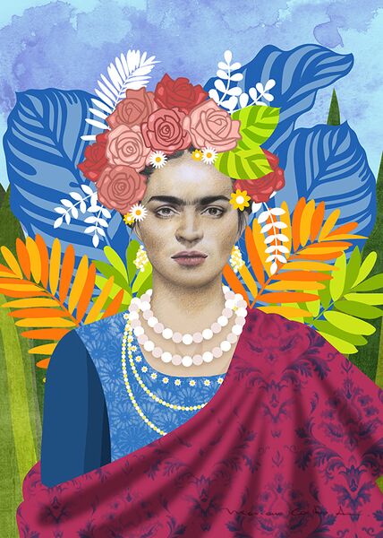 Frida manta, técnica mixta