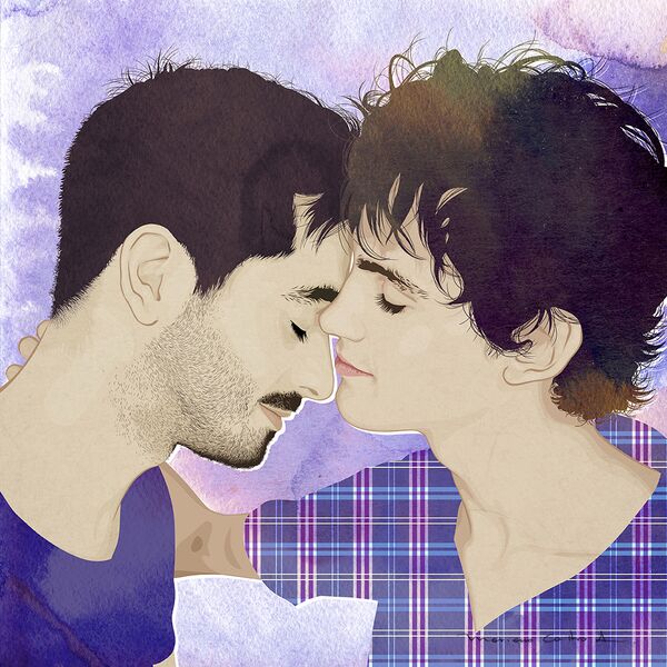 Beso 2, técnica mixta